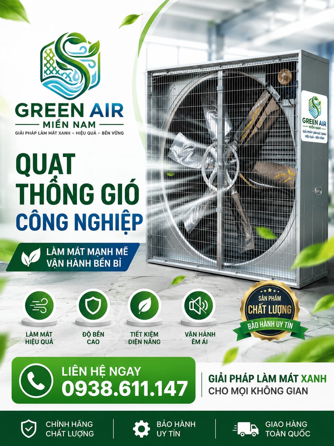 QUẠT THÔNG GIÓ CÔNG NGHIỆP GA-1530 – LƯU LƯỢNG GIÓ CÔNG SUẤT LỚN – GIẢI PHÁP THÔNG GIÓ TỐI ƯU CHO CÔNG TRÌNH QUY MÔ RỘNG